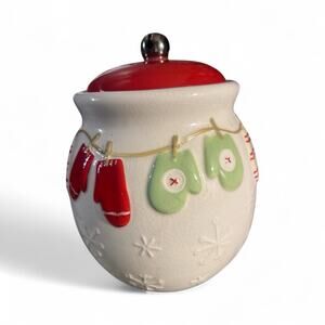 Hallmark Christmas /Mittens /Crock/Cookie Jar /Utensil Holder With Lid~RETIRED